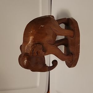 Large Wooden Carved Elephant- Teak? 10 in tall